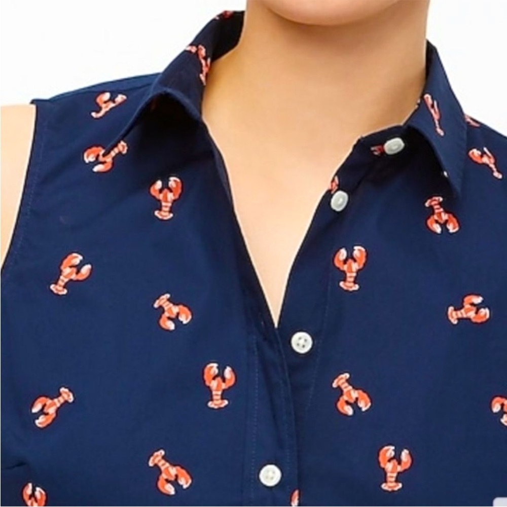 J. Crew Factory Lobster Print Sleeveless Poplin Shirt Sz S